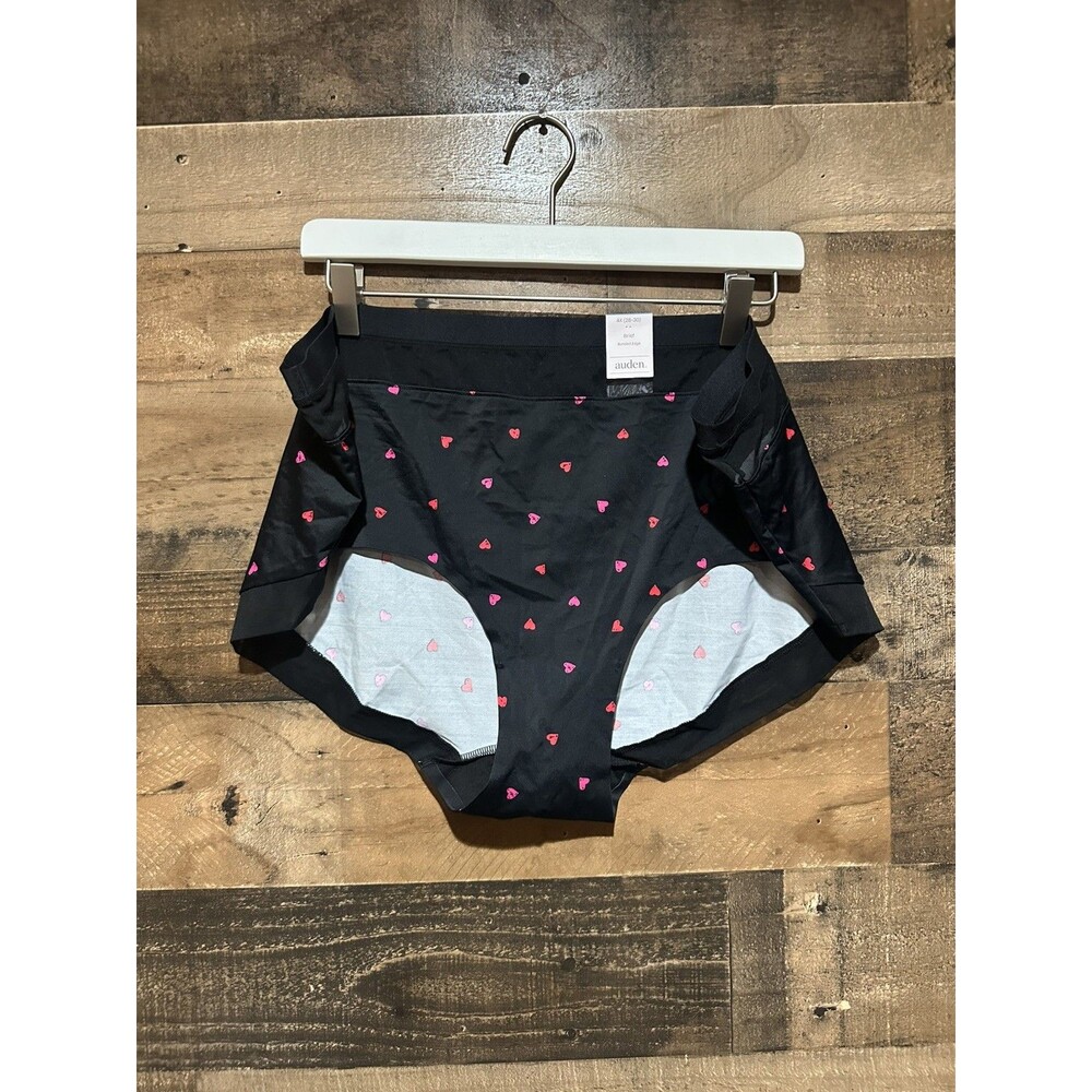 NWT Women’s Auden Brief Underwear Heart Print Panty Bonded Edge Size 4X (28-30)